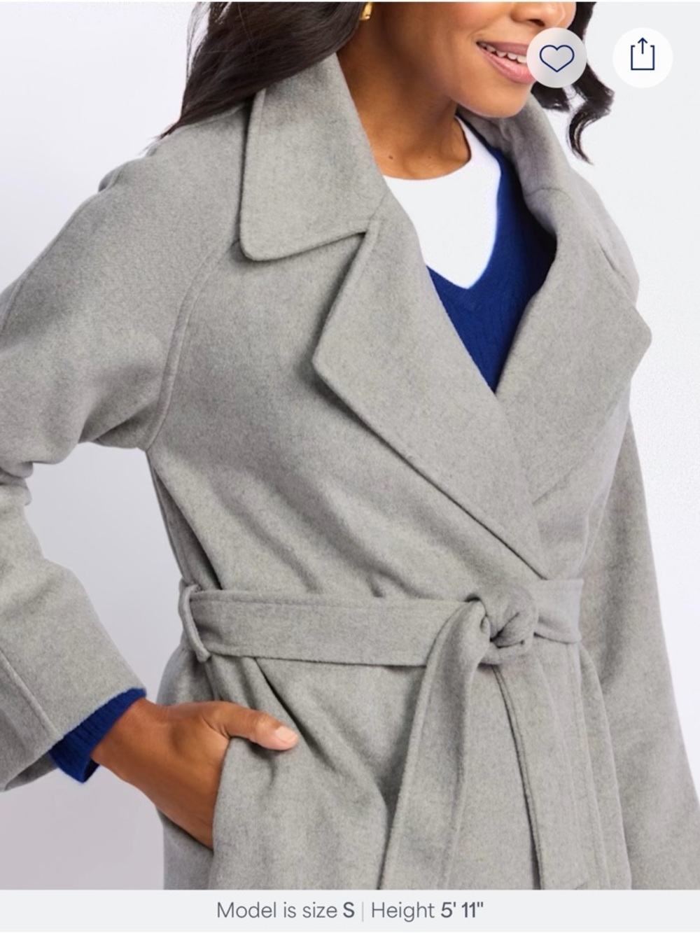 Belted Wrap Trench Coat - Light Gray